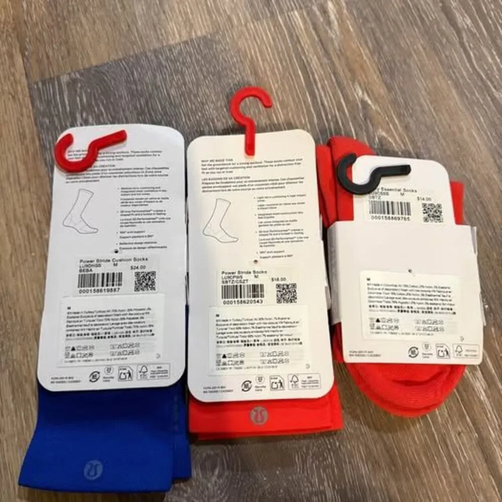 Lululemon Power Stride and Daily Essential Socks Size M - 3 Pairs